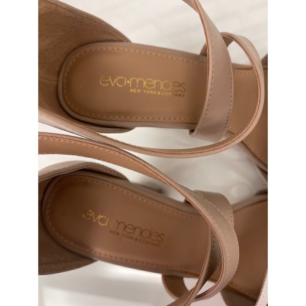 Eva Mendes New York & Co. Nude / Brown Ribbon Heels Size 7 - Picture 4 of 7